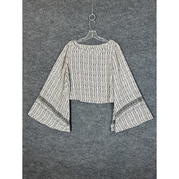 Free People Womens Stars Aligned Blouse Size Medium Wide Bell Sleeves Boho Cream - Picture 1 of 8